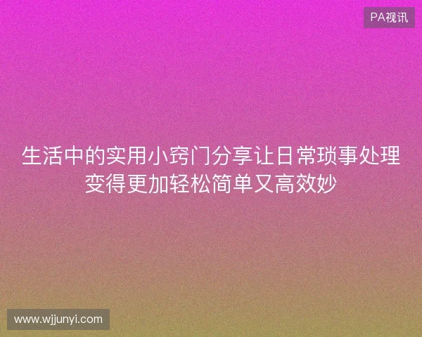 生活中的实用小窍门分享让日常琐事处理变得更加轻松简单又高效妙